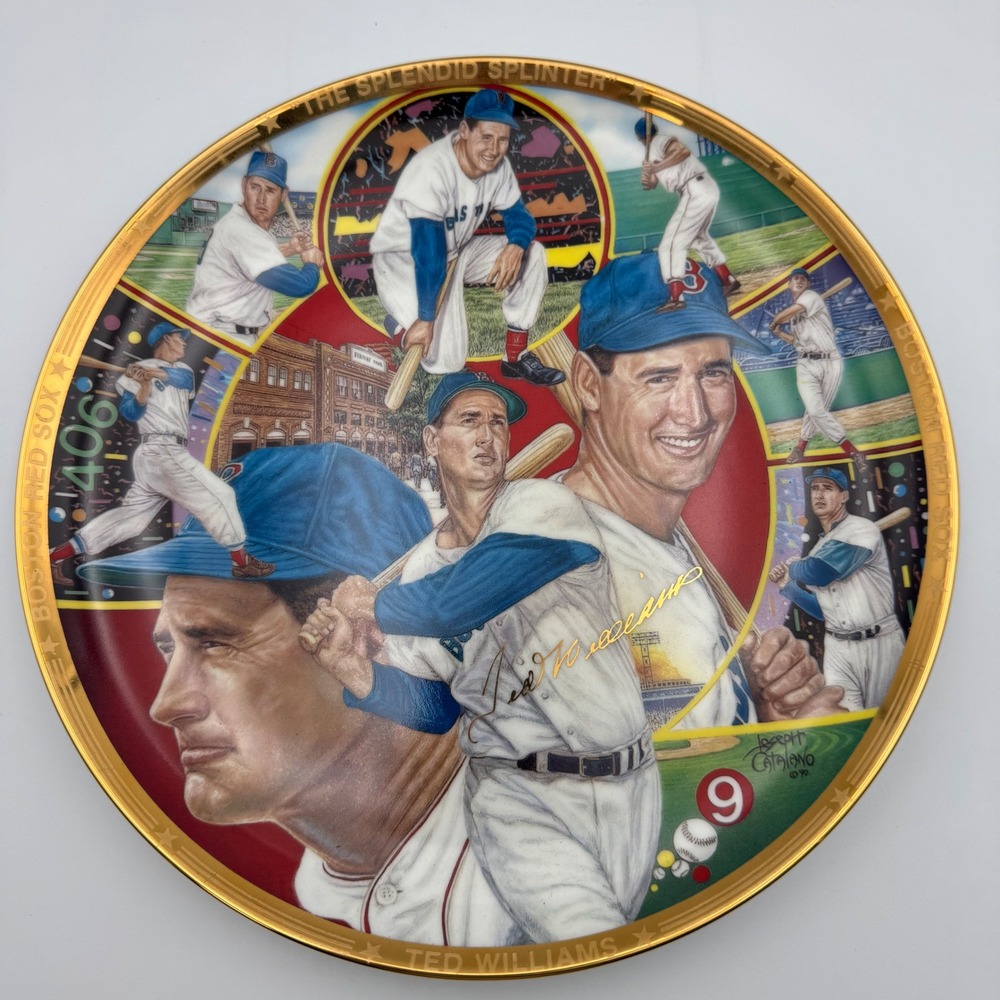 Ted Williams Splendid Splinter 10"Collector Plate Sport Impressions Gold Edition